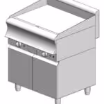 Elektrische Platte mit glatter Oberfläche (Hartchrom) - mit Schrank - doppelt - 750x900x860mm - 12 kW - Visvardis PE290(CR)ER CAT