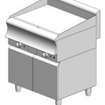 Electric griddle with smooth plate (hard chrome) - with cabinet - double - 750x900x860mm - 12 kW - Visvardis PE290(CR)ER CAT