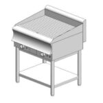 Electric plate ribbed - with base - double - 750x600x860mm - 7.5 kW - Visvardis PE260R BS CAT