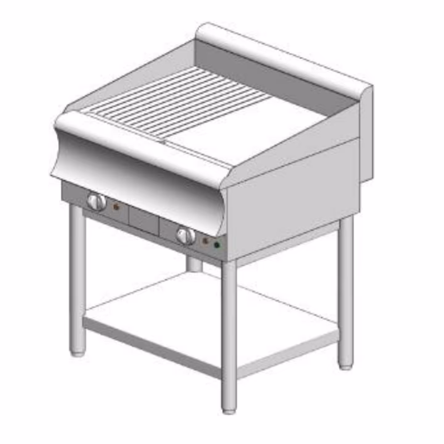 PE260RL BS CAT Platte elektrisch gerippt / glatt - mit Basis - doppelt - 750x700x860mm - 8,1 kW - Visvardis PE270R/L BS CAT – Bild 1