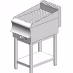Gasplatte gerippt - mit Basis - einfach - 400x700x860mm - 7,9 kW - Visvardis PG170R BS CAT
