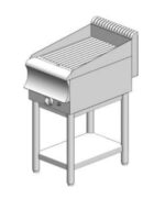 Gas plate ribbed - with base - single - 400x900x860mm - 9.5 kW - Visvardis PG190R BS CAT