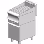 Gasplatte gerippt - mit Schrank - einfach - 400x700x860mm - 7,9 kW - Visvardis PG170R ER CAT