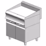 Gasplatte mit glatter Platte (hartverchromt) - mit Schrank - doppelt - 750x900x860mm - 19 kW - Visvardis PG290(CR)ER CAT