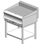 Gas plate ribbed - with base - double - 750x700x860mm - 15.8 kW - Visvardis PG270R BS CAT