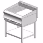 Gasplatte gerippt / glatt - mit Basis - doppelt - 750x600x860mm - 15 kW - Visvardis PG260R/L BS CAT