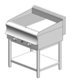 Πλατώ αερίου ραβδωτό / λείο - με βάση - διπλό - 750x700x860mm - 15,8 kW - Visvardis PG270R/L BS CAT