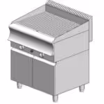 Gasplatte gerippt - mit Schrank - doppelt - 750x600x860mm - 15 kW - Visvardis PG260R ER CAT
