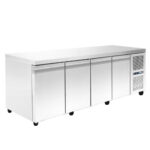 Refrigerated counter with cooling unit - 2610x800x880mm - with 4 doors - Capacity: 852 L – PA 80 260M