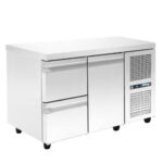 Refrigerated counter - 1400x700x880mm - with 1 door + 2 drawers - Capacity: 287 L – PA GN 140M20