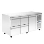Refrigerated counter with cooling unit - 1850×600×880mm - with 4 drawers + 1 door - Capacity: 379 L