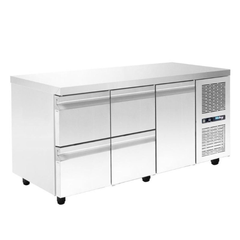 2025_PA-GN-185M220-2-1 Refrigerated counter with cooling unit - 1850×600×880mm - with 4 drawers + 1 door - Capacity: 379 L - Image 1