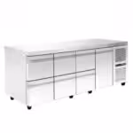 Gewerblicher Kühltisch mit Kühlaggregat - 2300x600x880mm - 6 Schubladen + 1 Tür - 503L Fassungsvermögen – PA 60 230M2220