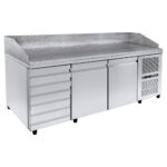 Πάγκος συντήρησης Πίτσας - 2100x800x110mm - με 2 πόρτες + 6 συρτάρια - Χωρητικότητα 410 Lt - PA PI 208M6