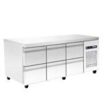 Low-profile refrigerated counter with cooling unit - 1790x700x640mm - with 6 drawers - Capacity: 287 L – PA XA 179M