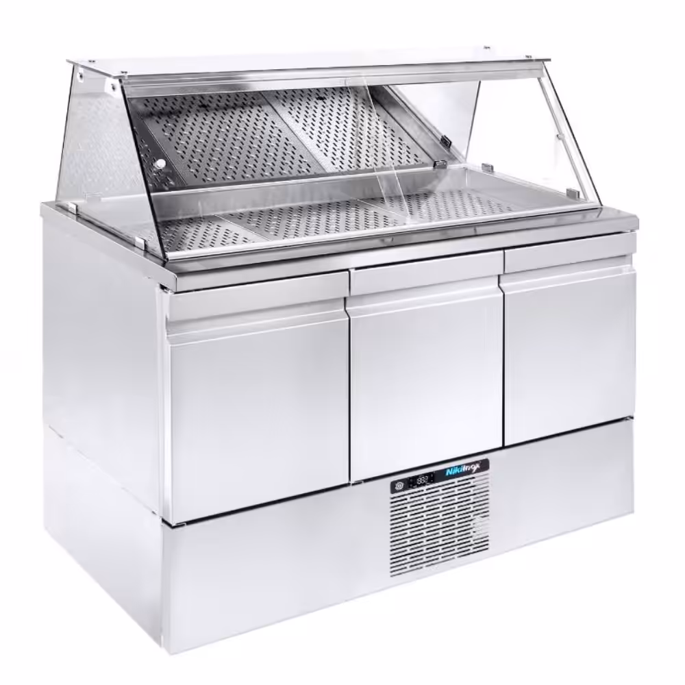 2025_PS-GN-134KT Gewerblicher Fisch-Lagerkühlschrank mit Kühlaggregat - 1340x700x1300mm - mit 3 Türen - 312L Fassungsvermögen – PS GN 134KT – Bild 1