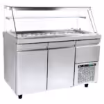 Gekühlte Salatvitrine mit Umluft - 1340x700x1290mm - 11 x GN 1/4 - mit 2 Türen + 1 Schublade – VI 70 134M