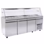 Gekühlte Salatvitrine - 2090x800x1290mm - mit 3 Türen + 1 Schublade - Fassungsvermögen: 740 L - 22 x GN 1/4 – VI XA 209M