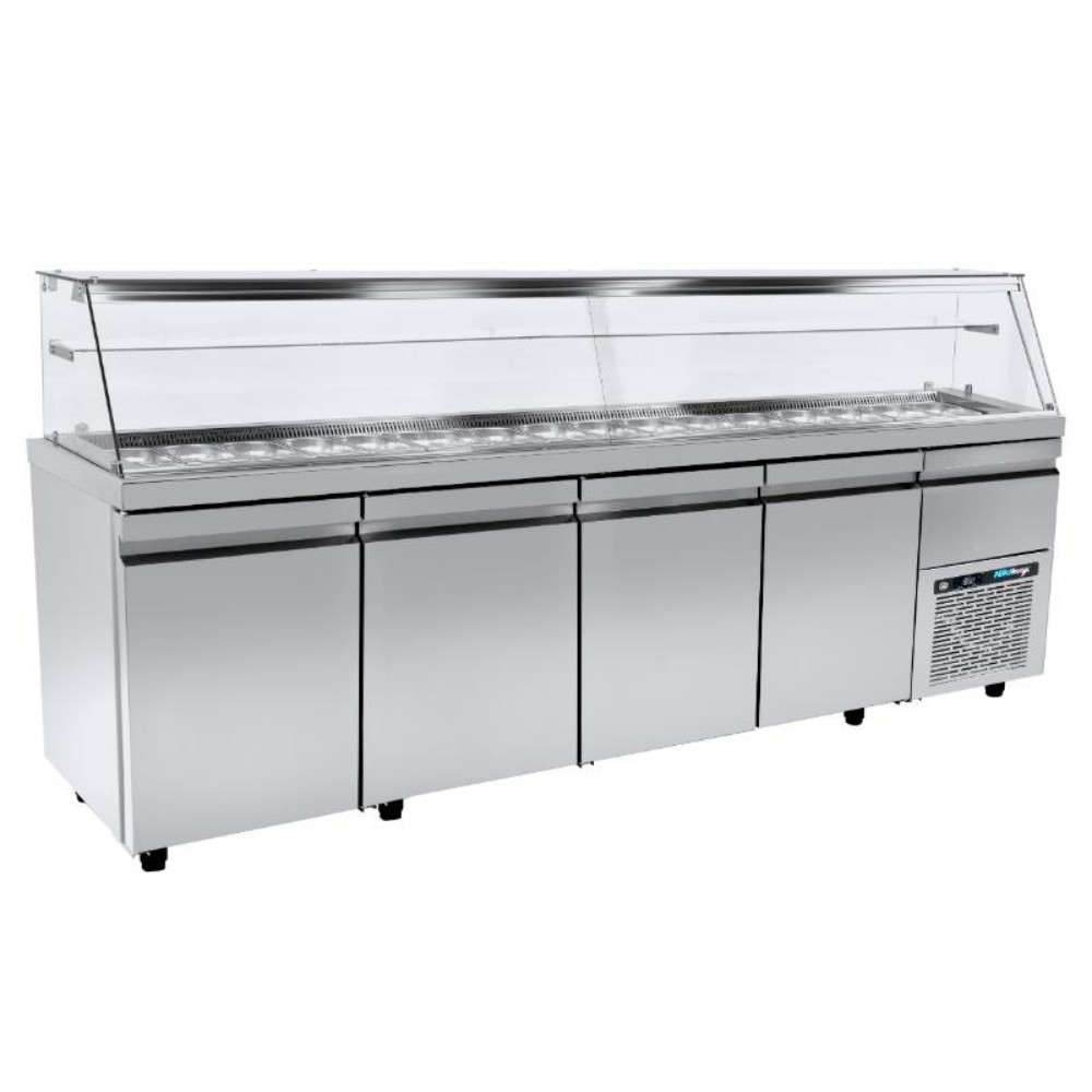 2025_VI-XA-179M Refrigerated salad display counter - 2240x800x1290mm - with 4 doors + 1 drawer - 24 x GN 1/4 - Capacity: 770 L – VI XA 224M - Image 1