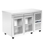 Refrigerated counter with cooling unit - 1400x700x880mm - with 2 glass doors - Capacity: 287 L – PA GN 140MGG