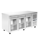 Refrigerated counter with cooling unit - 1850x700x880mm - with 3 glass doors - Capacity: 458 L – PA GN 185MGGG