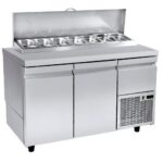 Refrigerated counter with superstructure - 1340x700x100mm - with 2 doors + 1 drawer - Capacity: 312 L – PA GN 134ML