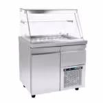 Gekühlte Salatvitrine - 1040x800x1290mm - 12 x GN 1/4 - mit 1 Tür + 1 Schublade - Fassungsvermögen: 230 L – VI XA 104M