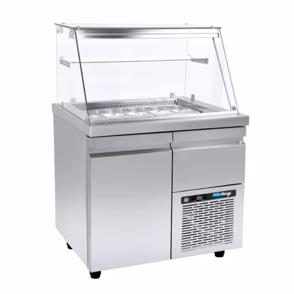 VI-XA-089M Gekühlte Salatvitrine - 1040x800x1290mm - 12 x GN 1/4 - mit 1 Tür + 1 Schublade - Fassungsvermögen: 230 L – VI XA 104M – Bild 1