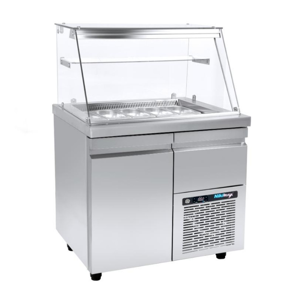 VI-XA-089M Ψυγείο-Βιτρίνα σαλατών - 1040x800x1290mm - 12 GN 1/4 - με 1 πόρτα + 1 συρτάρι - Χωρητικότητα 230 Lt – VI XA 104M - Image 1