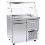 Gekühlte Salatvitrine mit Umluft - 1040x700x1290mm - 9 x GN 1/4 - mit 1 Tür + 1 Schublade – VI 70 104M
