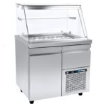 Ψυγείο-βιτρίνα σαλατών με αέρα - 1040x700x1290mm - 9 GN 1/4 - με 1 πόρτα + 1 συρτάρι - VI 70 104M