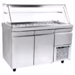 Gekühlte Salatvitrine - 1570x800x1290mm - 18 x GN 1/4 - mit 2 Türen + 1 Schublade - Fassungsvermögen: 520 L – VI XA 157M