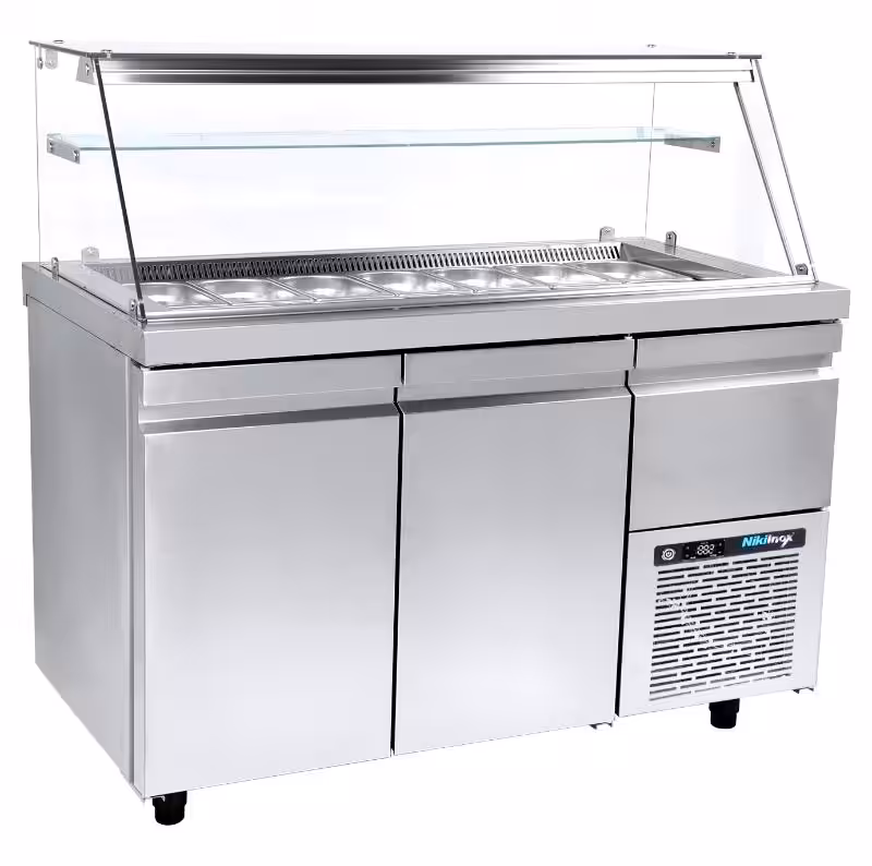 VI-XA-157Μ Gekühlte Salatvitrine - 1570x800x1290mm - 18 x GN 1/4 - mit 2 Türen + 1 Schublade - Fassungsvermögen: 520 L – VI XA 157M – Bild 1