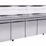 Gekühlte Salatvitrine mit Umluft - 2240x700x1290mm - 21 x GN 1/4 - mit 4 Türen + 1 Schublade – VI 70 224M
