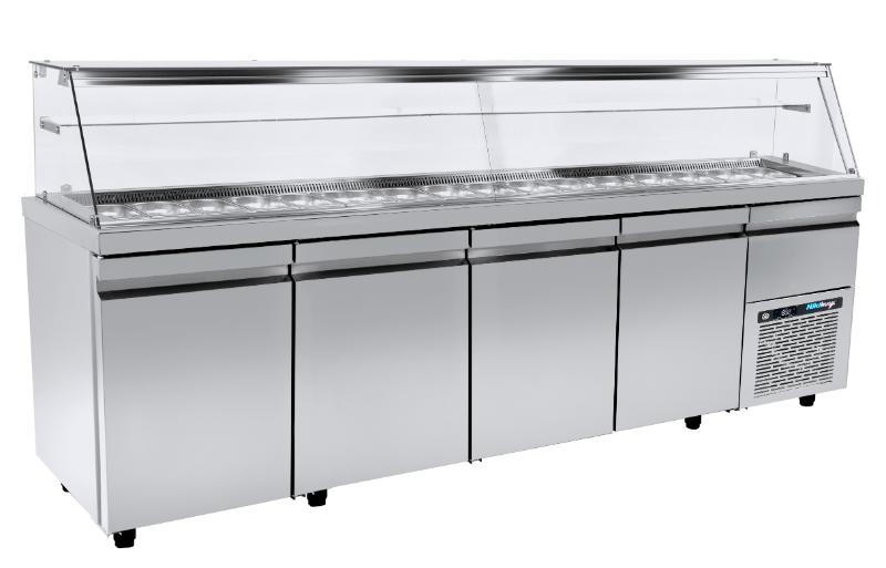 VI-XA-224M Ψυγείο-βιτρίνα σαλατών με αέρα - 2240x700x1290mm - 21 GN 1/4 - με 4 πόρτες + 1 συρτάρι - VI 70 224M - Image 1