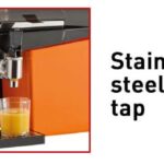 Stainless steel self-service faucet for Zumoval Minimatic, Minimax automatic orange juicer.